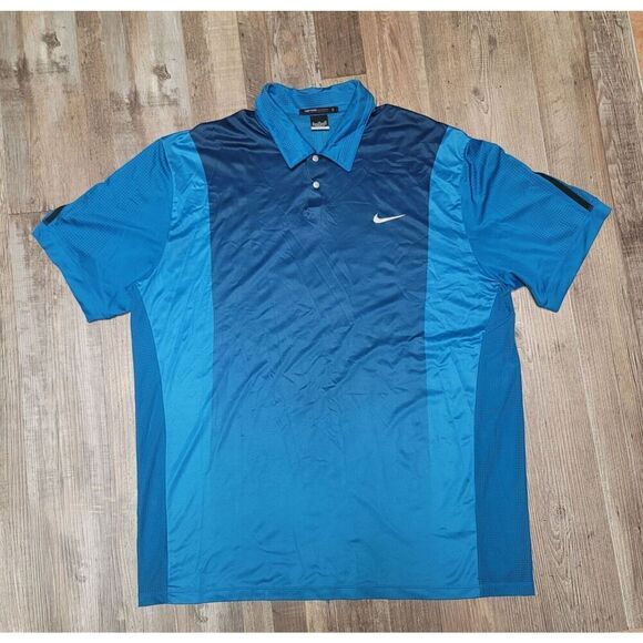 Nike Tiger Woods Collection Golf Polo Shirt Mens XL Blue TW DriFit Mesh Venting - Picture 1 of 10